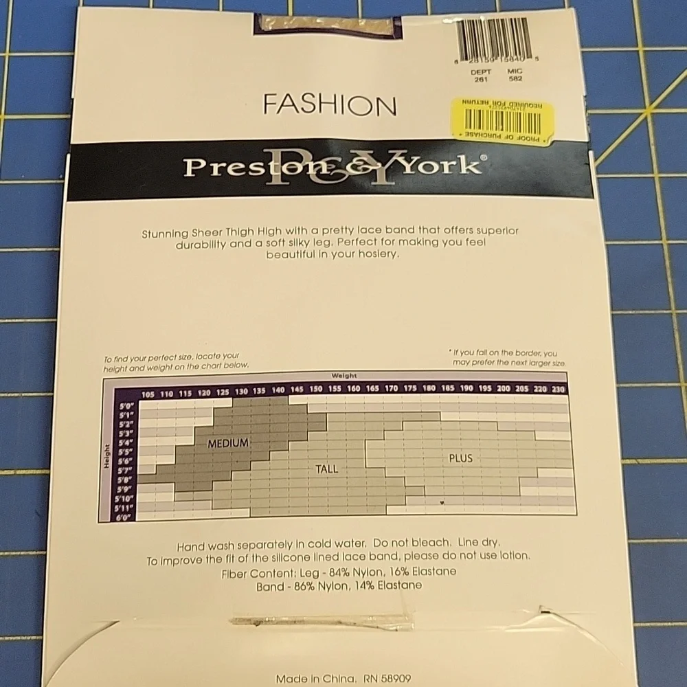 Preston & York Sheer Leg Lace Band Stockings